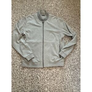 Z Zegna Mens SweatJacket Full Zip Size XXL Light Gray Zip Pockets Polyester